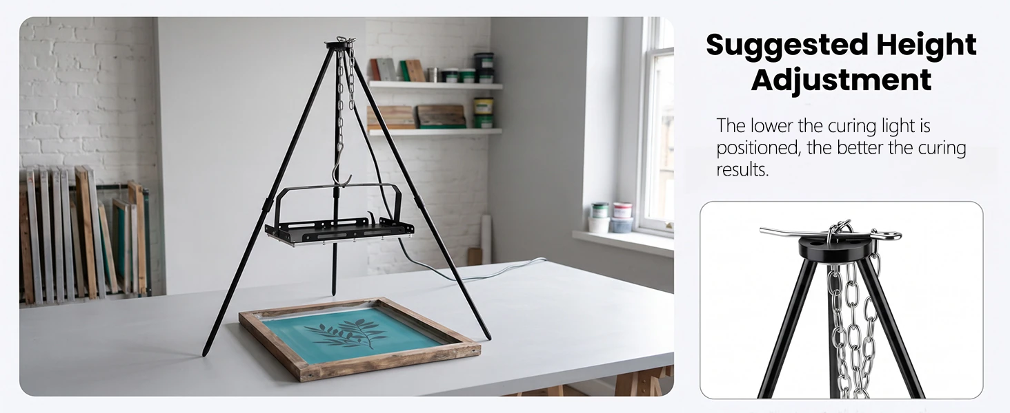GISTAR tripod UV light above a cyanotype frame with suggested lamp positioning artwork